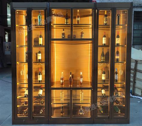 酒柜现代简约轻奢展示柜客厅一体靠墙玻璃门置物架实木高档组合柜_虎窝淘