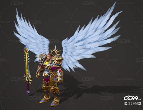 黄金甲 中世纪 骑士铠甲 光明骑士 盔甲 欧洲铠甲 圣骑士 战士 天使翅膀-cg模型免费下载-CG99