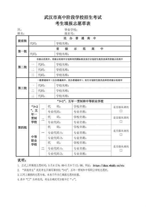 2022武汉中考填报志愿指南（附中考填报志愿表模板）- 武汉本地宝