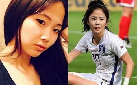 韩国女足球员崔宥莉和李玟娥。