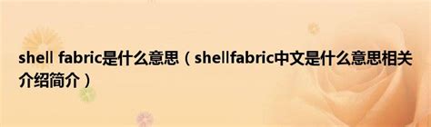 shell fabric是什么意思（shellfabric中文是什么意思相关介绍简介）_公会界