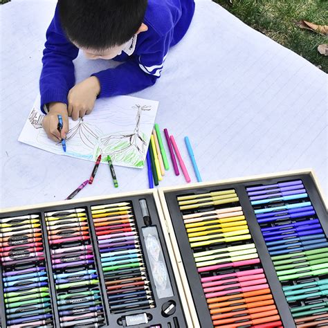 150套件儿童水彩笔画笔蜡笔套装礼盒绘画学习工具箱暑期培训礼物-阿里巴巴