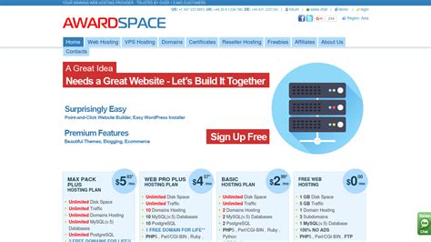 Free Web Hosting with PHP, MySQL, Email Sending, No Ads | AwardSpace.com