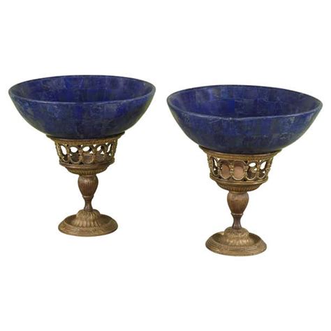 Pair of Russian Lapis Lazuli Bowls on Gilt Bronze Stands For Sale at ...
