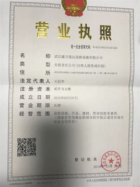 荣誉资质-武汉鑫万通达道路设施有限公司