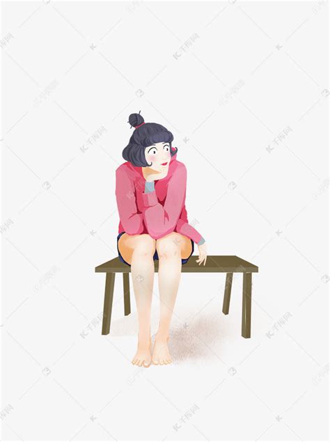 坐在凳子上的年轻女孩高清图片下载-正版图片502536443-摄图网