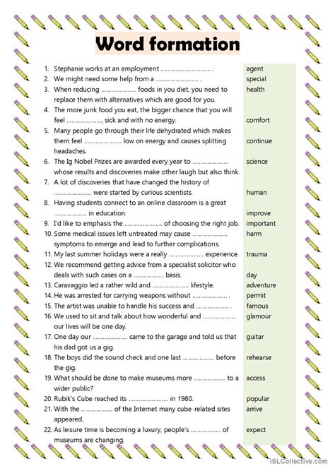 Word formation word formation: English ESL worksheets pdf & doc