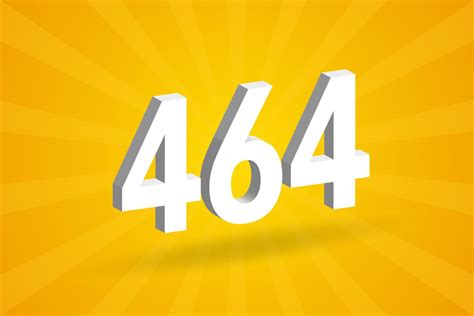 3D 464 number font alphabet. White 3D Number 464 with yellow background ...