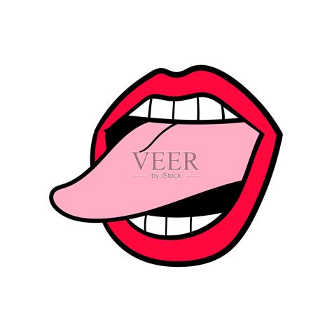伸出舌头的卡通嘴巴插画图片素材_ID:409538409-Veer图库