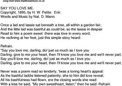 Old Time Song Lyrics for 52 Say You Love Me