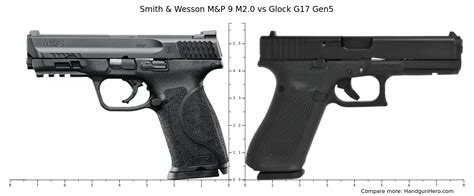 Smith & Wesson M&P 9 M2.0 vs Glock G17 Gen5 size comparison | Handgun Hero