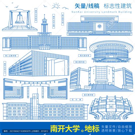 天津南开大学矢量线稿,建筑园林,设计素材,设计模板,汇图网www.huitu.com