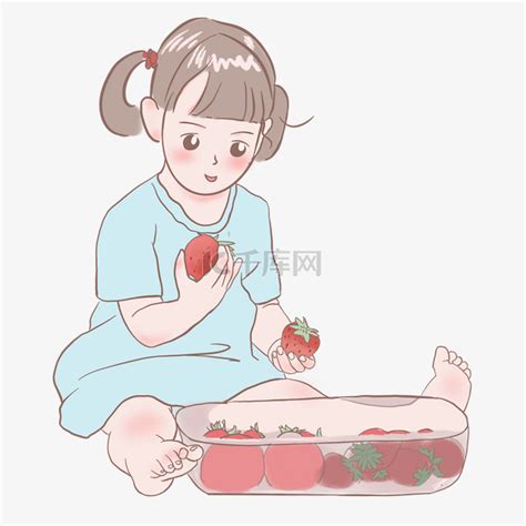 吃草莓的女孩素材图片免费下载-千库网