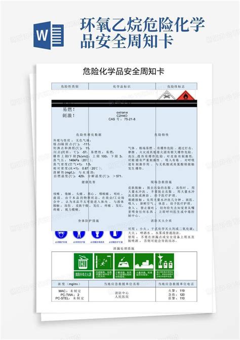 环氧乙烷-危险化学品安全周知卡Word模板下载_编号lxyyxwwd_熊猫办公