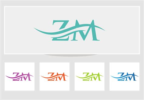 ZM Logo design vector. Swoosh letter ZM logo design. Initial ZM letter ...