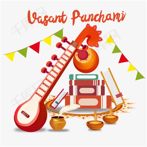 印度节日vasant panchami西塔琴和油灯素材图片免费下载-千库网