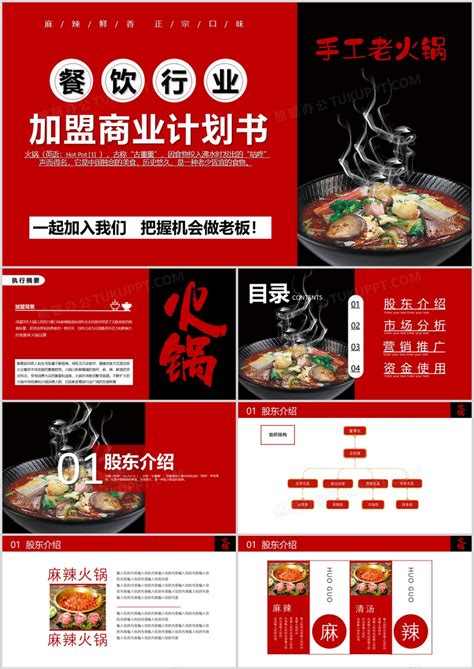 火锅餐饮行业加盟商业计划书PPT模版_文库-报告厅