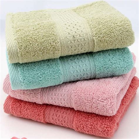34*74cm Middle Size Cotton Bathroom Towels Solid Color Decorative ...