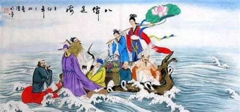 八仙过海-中国木版年画-图片