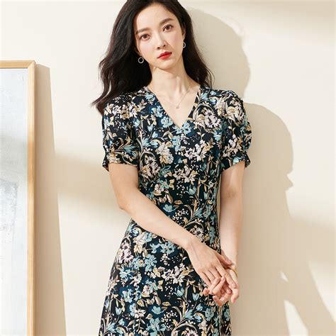 蜜搭夏季文艺清新森女系碎花长款连衣裙复图片