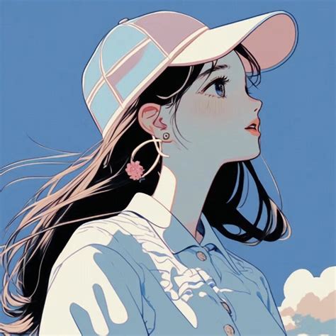 戴帽子女生头像古风卡通