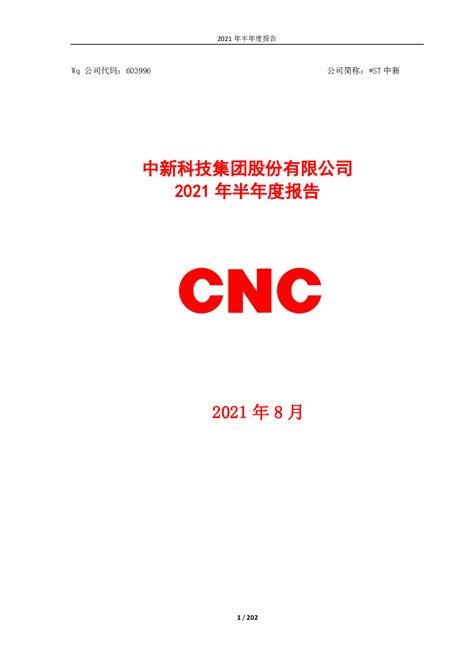 *ST中新：中新科技集团股份有限公司2021年半年度报告