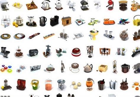 现代厨房器具餐具，炊具3d模型下载-【集简空间】「每日更新」