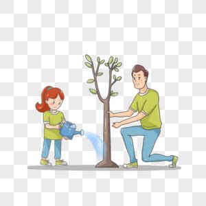 带着孩子种树的父亲元素素材下载-正版素材401686691-摄图网