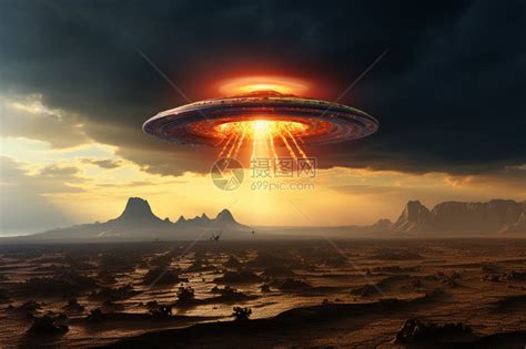 外星人宇宙夜间背景下飞碟ufo的3d渲染碟子图片素材-正版创意图片307512646-摄图网