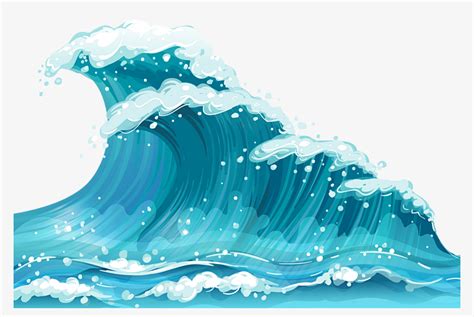 浅蓝色大海谁在岸边激起洁白的浪花高清PNG素材