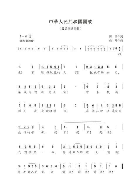 中国国歌歌词歌曲播放(歌唱祖国的完整歌词)--兰迪曲谱网