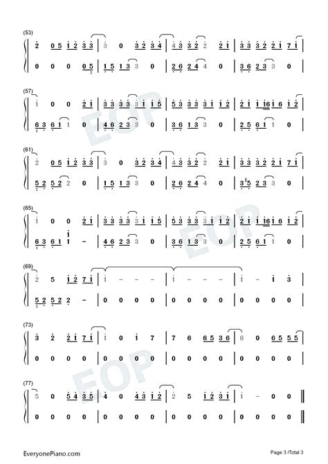 回到过去-周杰伦双手简谱预览3-钢琴谱文件（五线谱、双手简谱、数字谱、Midi、PDF）免费下载