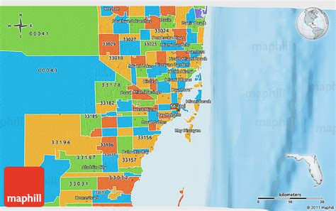Political 3D Map of ZIP Code 33136