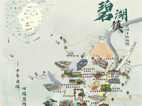 碧湖镇区域古风手绘地图_手绘地图六藝設計-站酷ZCOOL