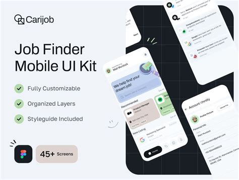 Jobby - Job Finder App UI Kit 150屏国外在线求职找工作应聘招聘app用户界面设计ui套件模板 - UIGUI