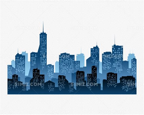 城市剪影三层蓝色都市建筑剪影矢量素材免费下载 - 觅知网
