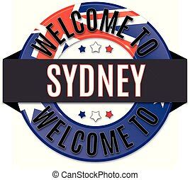 Welcome to sydney vintage rusty metal plate Vector Image