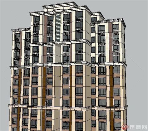 新古典独栋高层公寓住宅楼建筑su模型[原创] - SketchUp模型库 - 毕马汇 Nbimer