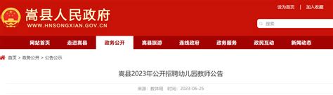 2023河南洛阳市嵩县招聘幼儿园教师37人公告（报名时间为7月5日-7月7日）