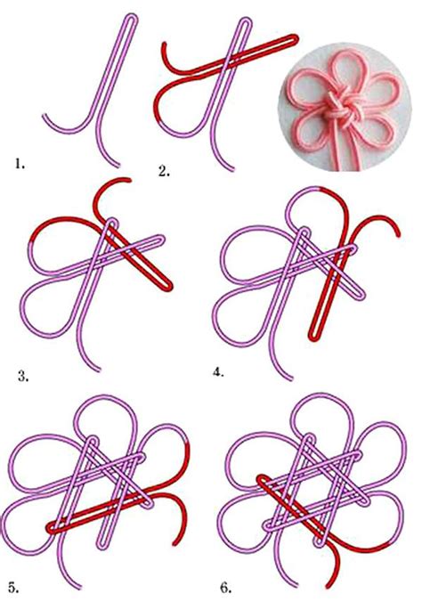 怎样编六耳团锦结 中国结六耳团锦结的简易编法及六瓣花朵图解实例╭★肉丁网