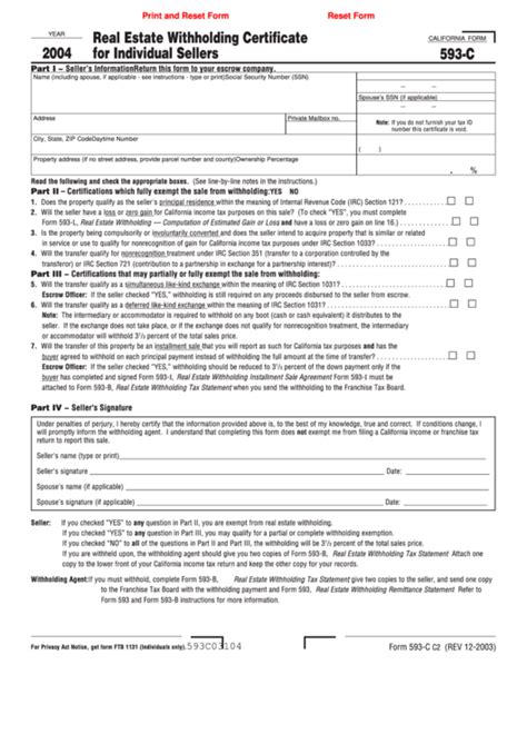 Fillable Form 593c - Printable Forms Free Online