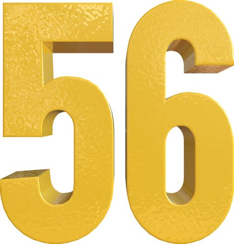 Number 56 Yellow Metal Paint 3D Render 16652972 PNG