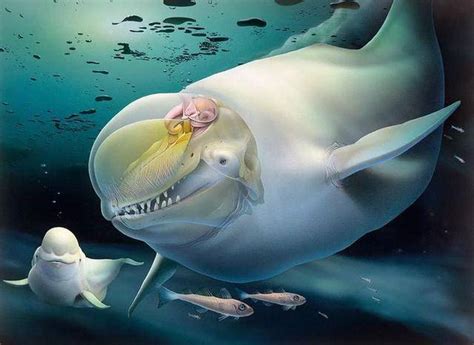 实拍白鲸妈妈产子过程：小白鲸尾部先出|文章|中国国家地理网