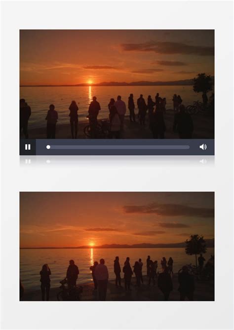 夕阳下一群人在海边游玩实拍视频素材模板下载_夕阳_图客巴巴