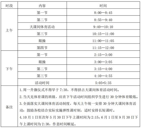 2021—2022年度第一学期作息时间表-江苏省无锡崇宁路实验小学