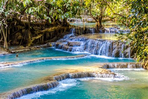 Kuang Si Falls - Turquoise Waterfall In Luang Prabang, Laos