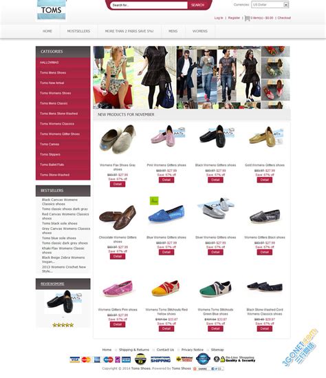 现代简洁设计的鞋子电商网站界面设计模板 - 25学堂