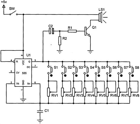 一种用于555集成电路教学的电子琴电路的制作方法
