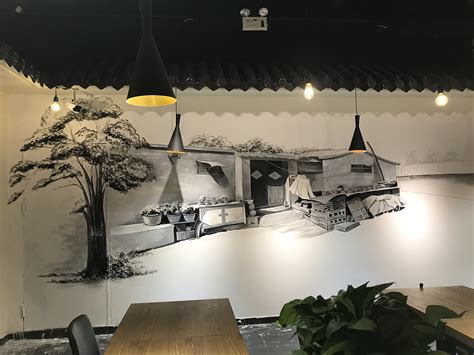 墙体彩绘 餐饮店墙绘壁画 原创设计_本视墙绘-站酷ZCOOL