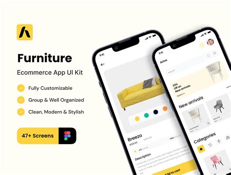 家具电子商务应用程序UI套件Arino - Furniture ecommerce App UI Kit - 设计口袋